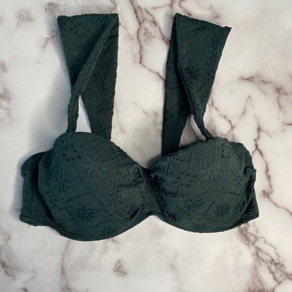 BEACH LIFE Green Embroidery Bandeau Bikini Top and Bottoms | Size: 36 - Picture 4 of 12